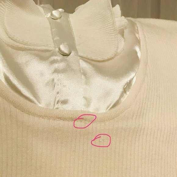 Cyrus Ribbed Cream Sweater with White Ruffled Neck - Picture 7 of 11